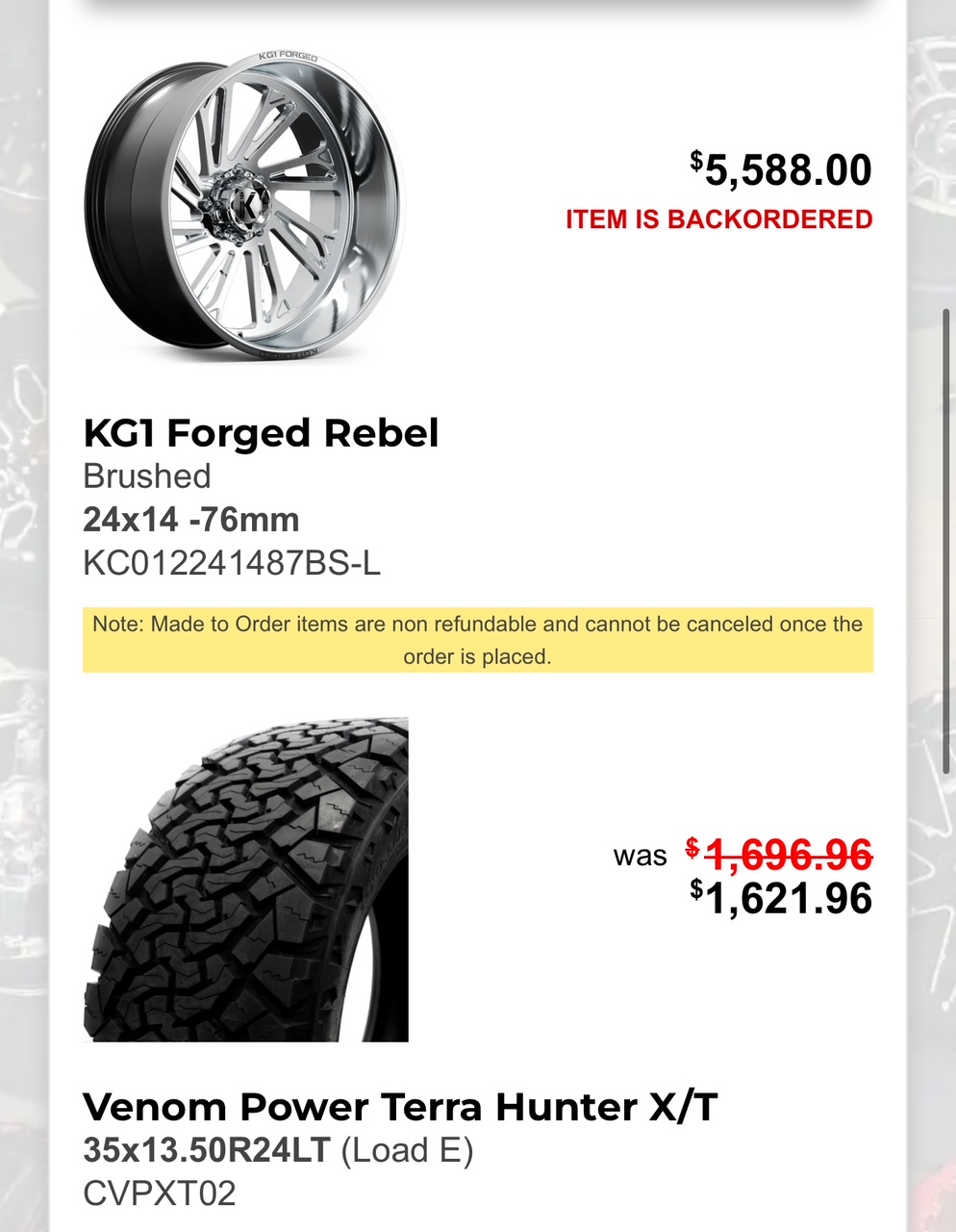 
								KG1 Forged Rebel 24×14 On Venom Power Terra Hunter X/T 35×13.50R24 full									